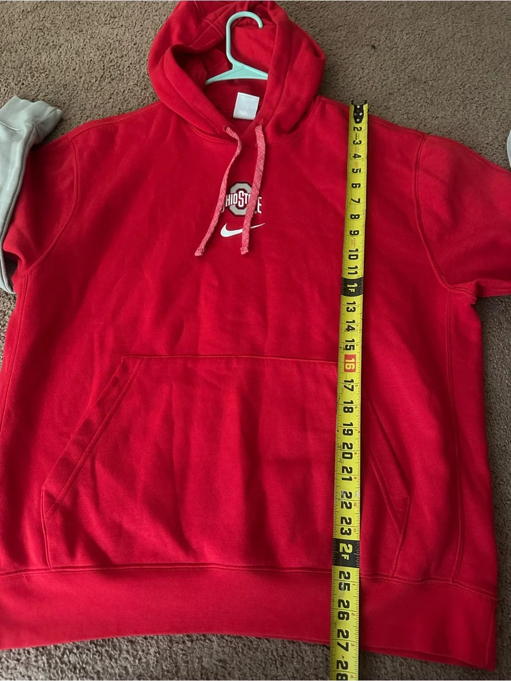 Nike Red Crewneck Hoodie with Gray Sleeve Panels